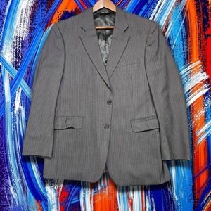 Jos A Bank 42R Gray Pinstripe Wool Blazer Sport Coat Classic Suit Jacket